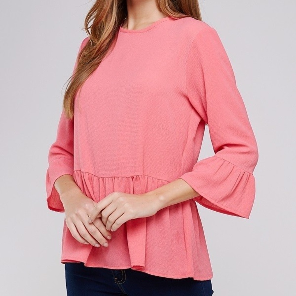 2 Hearts Ruffled Sleeve and Hem Top - Picture 6 of 6